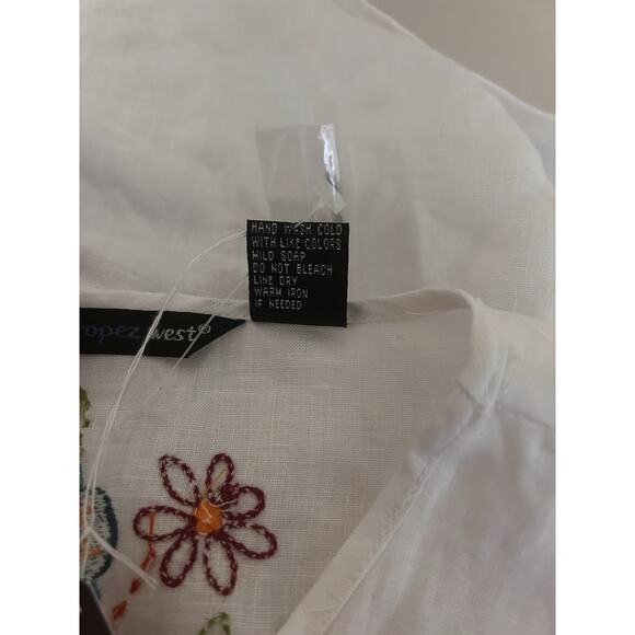 Saint Tropez West Women’s Embroidered Boho Festival Tunic Top 100% Linen Sz. XL - Picture 12 of 14